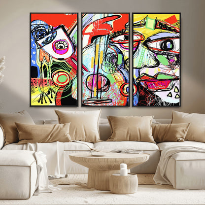 37796-MGV-CV-36X24-Picasso Style Wall Art Canvas Print, Framed Picasso Art Picture Print, Picasso Cubism Perfect Modern Abstract Decor Artwork