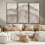 67528-MGV-FC-48X32-3P_Black-Wood Ring Wall Art Canvas Print, Framed Tree Ring Art Picture Print, Rustic Tree Ring Perfect Neutral Boho Decor Artwork