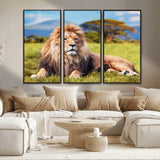 67826-MGV-FC-48X32-3P_Black-Majestic Lion Wall Art – King of the Jungle Canvas Print, Safari Wildlife Decor for Living Room, Office, or Man Cave