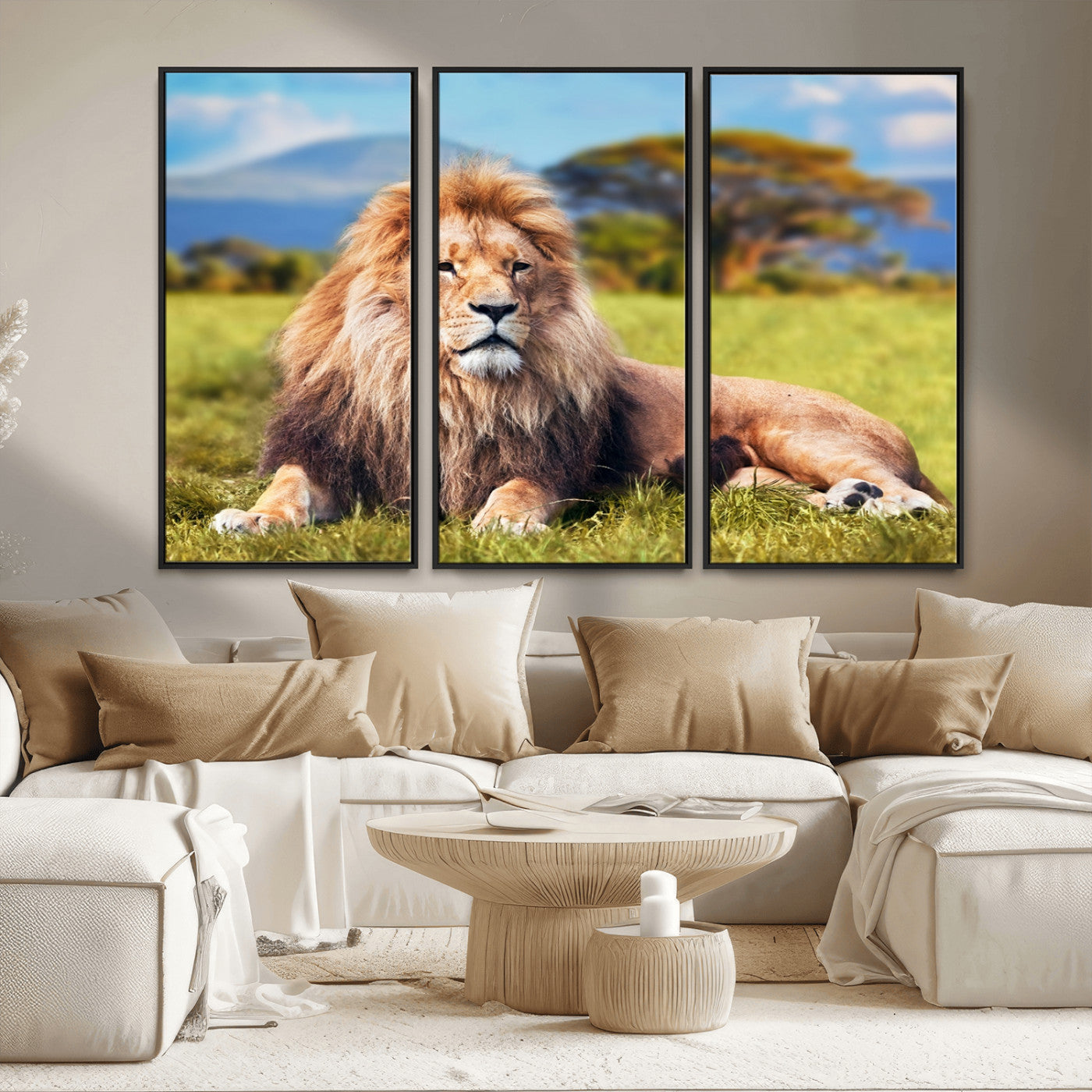 67826-MGV-CV-36X24-Majestic Lion Wall Art – King of the Jungle Canvas Print, Safari Wildlife Decor for Living Room, Office, or Man Cave