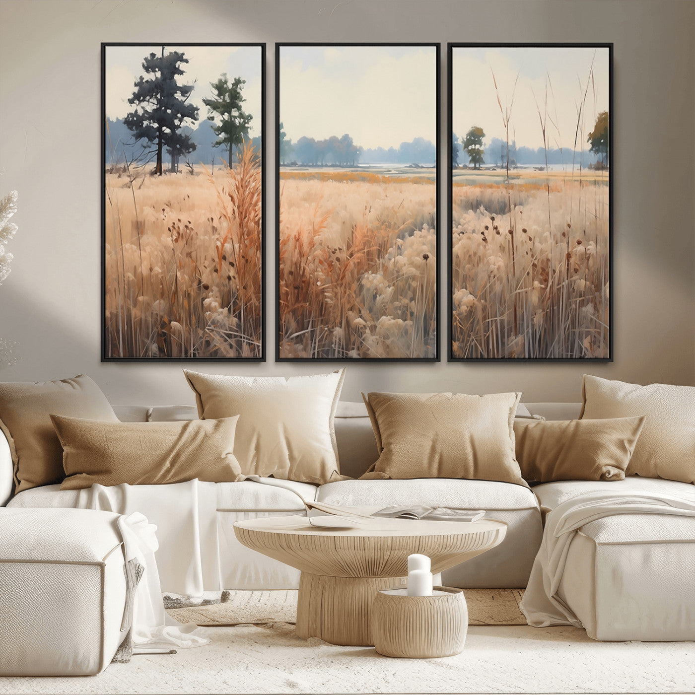 98822-MGV-CV-36X24-Autumn Meadow Wall Art – Tranquil Grassland Landscape Canvas Print, Rustic Country Decor for Living Room, Bedroom or Farmhouse
