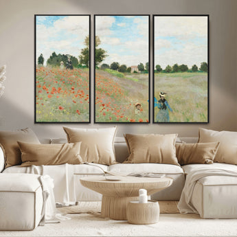 74890-MGV-CV-36X24-Monet Poppy Field Wall Art – Impressionist Landscape Canvas Print, Classic French Artwork for Living Room, Bedroom or Office Decor