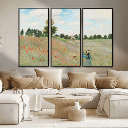 74890-MGV-CV-36X24-Monet Poppy Field Wall Art – Impressionist Landscape Canvas Print, Classic French Artwork for Living Room, Bedroom or Office Decor