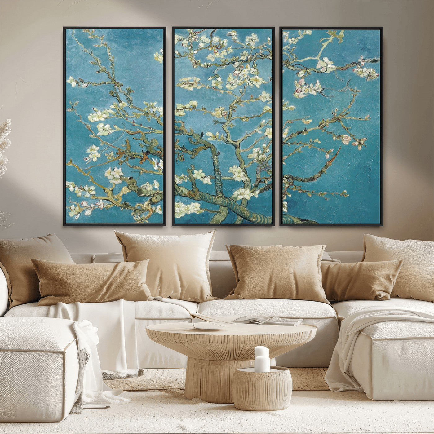 65607-MGV-CV-36X24-Almond Blossom Wall Art – Van Gogh Blue Floral Canvas Print, Elegant Impressionist Painting Decor for Living Room, Bedroom or