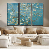 65607-MGV-CV-36X24-Almond Blossom Wall Art – Van Gogh Blue Floral Canvas Print, Elegant Impressionist Painting Decor for Living Room, Bedroom or
