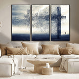 55718-MGV-CV-36X24-Surreal Cross Wall Art – Spiritual Faith Canvas Print, Abstract Christian Artwork with Modern Religious Symbol for Living Room,