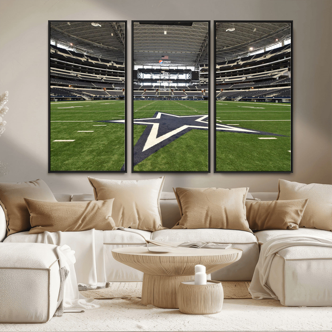 14834-MGV-CV-36X24-Dallas Att Stadium Wall Art Canvas Print, Framed Texas NFL Stadium Art Picture Print, American Football Stadium Perfect Sports