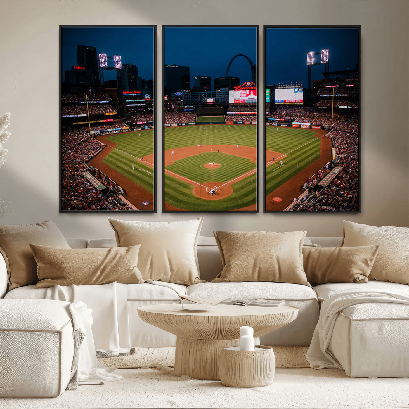 38612-MGV-CV-36X24-Busch Stadium Wall Art Canvas Print, Framed Missouri Stadium Art Picture Print, Busch Stadium Field Perfect Sports Room Decor