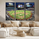 87666-MGV-CV-36X24-City Field Stadium Wall Art Canvas Print, Framed New York Stadium Art Picture Print, Citi Field Stadium Perfect Sport Room Decor