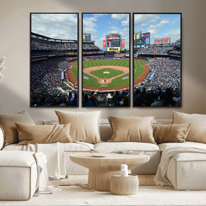 22910-MGV-CV-36X24-City Field Stadium Wall Art Canvas Print, Framed New York Stadium Art Picture Print, City Field Perfect Sport Room Decor Artwork