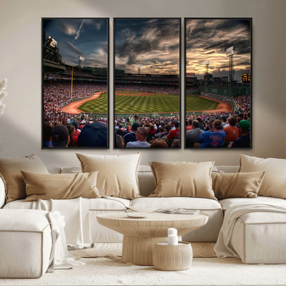 53432-MGV-FC-48X32-3P_Black-Fenway Park Stadium Wall Art Canvas Print, Framed Boston Baseball Stadium Art Picture Print, Massachusetts Fenway Park Perfect