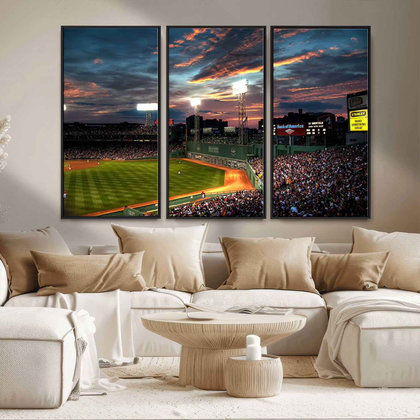 66781-MGV-CV-36X24-Baseball Stadium Wall Art – Canvas Print Evening Game Field Packed Crowd Sunset Sky Sports Photography, Dynamic Decor for Game
