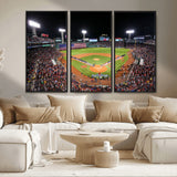 47365-MGV-FC-48X32-3P_Black-Fenway Park Stadium Wall Art Canvas Print, Framed Boston Baseball Stadium Art Picture Print, MLB Stadium Field Perfect Sport Room