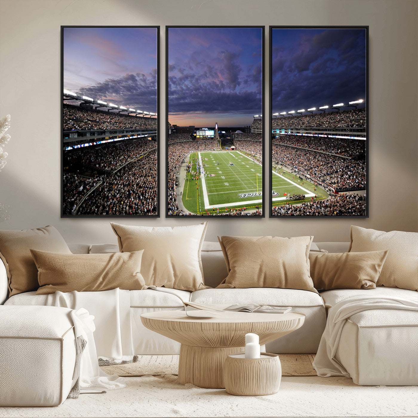 52712-MGV-CV-36X24-Gillette Stadium Field Wall Art Canvas Print, Framed Massachusetts Stadium Art Picture Print, Gillette Stadium Perfect Sport Room