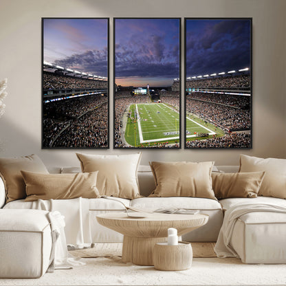 52712-MGV-CV-36X24-Gillette Stadium Field Wall Art Canvas Print, Framed Massachusetts Stadium Art Picture Print, Gillette Stadium Perfect Sport Room