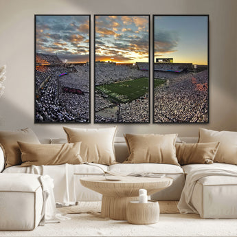 38807-MGV-FC-48X32-3P_Black-Beaver Stadium Wall Art Canvas Print, Framed Beaver Stadium Field Art Picture Print, Football Stadium Perfect Sport Room Decor