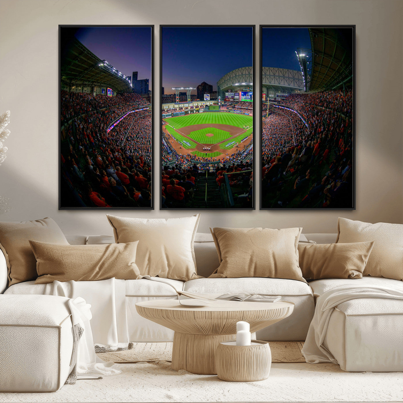 44322-MGV-CV-36X24-Minute Maid Park Wall Art Canvas Print, Framed Houston Astros Stadium Art Picture Print, Houston Astros Field Perfect Sports Room