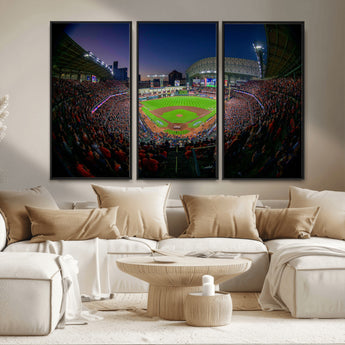 44322-MGV-CV-36X24-Minute Maid Park Wall Art Canvas Print, Framed Houston Astros Stadium Art Picture Print, Houston Astros Field Perfect Sports Room