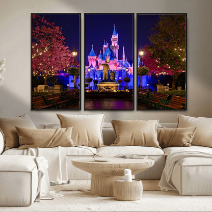 79435-MGV-CV-36X24-Disney Castle Wall Art Canvas Print, Framed Magic Kingdom Art Picture Print, Disney World Perfect Child Room Decor Artwork