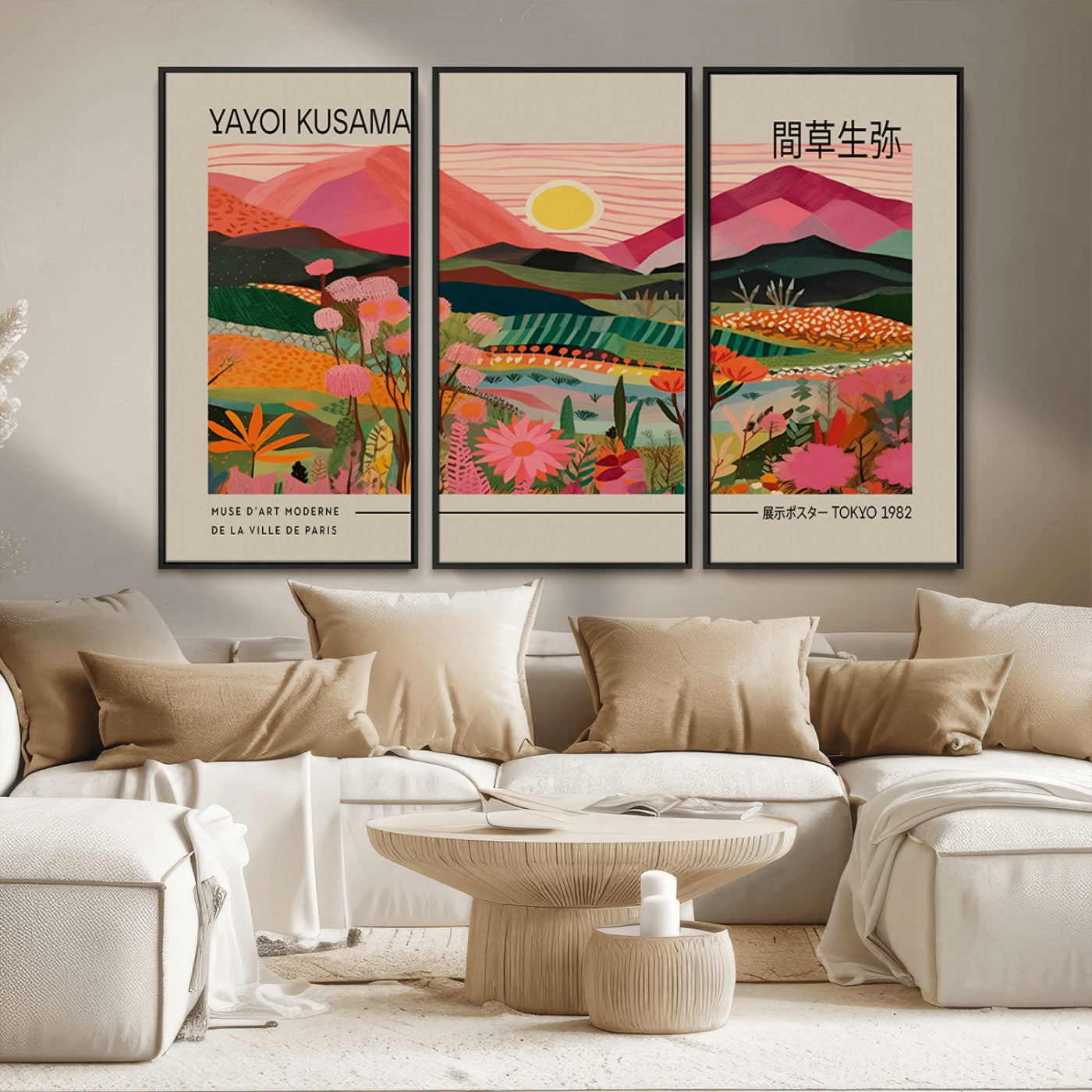 18304-MGV-FC-48X32-3P_Black-Sunset Mountain Landscape Wall Art – Panoramic Abstract Nature Canvas Print, Vibrant Wall Decor for Living Room, Bedroom, Office,