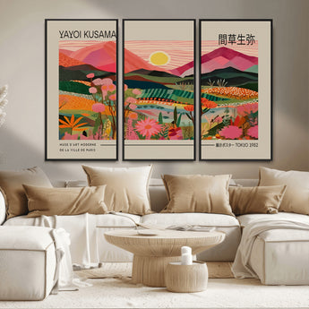 18304-MGV-FC-48X32-3P_Black-Sunset Mountain Landscape Wall Art – Panoramic Abstract Nature Canvas Print, Vibrant Wall Decor for Living Room, Bedroom, Office,