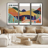 66936-MGV-FC-48X32-3P_Black-Kusama Wall Art – Vibrant Abstract Hills Canvas Print, Japanese Modern Landscape Poster for Living Room, Office, Studio or