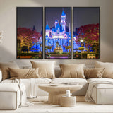 66710-MGV-CV-36X24-Enchanted Castle Wall Art – Magical Night Scene Canvas Print with Glowing Lights, Fantasy Architecture Artwork for Living Room,