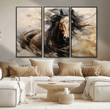 53001-MGV-CV-36X24-Wild Horse Wall Art – Majestic Stallion Canvas Print with Flowing Mane, Rustic Western Style Painting for Living Room, Office or
