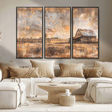 FARM2-MGV-FC-48X32-3P_Black-Rustic Farmhouse Wall Art Canvas Print, Framed Old Barn Art Picture Print, Southwestern Farmhouse Perfect Rustic Decor Artwork