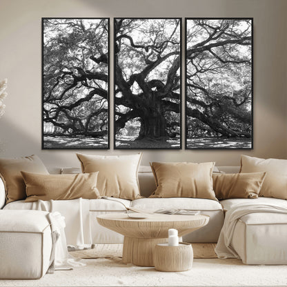 81655611-MGV-CV-36X24-Ancient Oak Wall Art Canvas Print, Framed Twisted Branches Art Picture Print, Gnarled Tree Perfect Moody Nature Decor Artwork