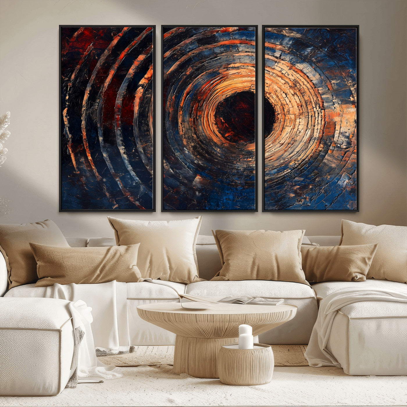 10017879-MGV-CV-36X24-Wood Tree Ring Wall Art Canvas Print, Framed Natural Wood Art Picture Print, Rustic Tree Slice Perfect Rustic Decor Artwork