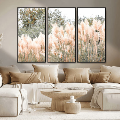 21826392-MGV-CV-36X24-Pampas Grass Wall Art Canvas Print, Framed Soft Pampas Art Picture Print, Pastel Grasses Perfect Soft Neutral Boho Decor Artwork