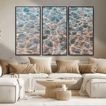 26580287-MGV-CV-36X24-Clear Water Wall Art Canvas Print, Framed Sunlit Ripples Art Picture Print, Ocean Texture Perfect Modern Coastal Decor Artwork