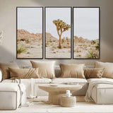 67109959-MGV-FC-48X32-3P_Black-Joshua Tree Wall Art Canvas Print, Framed Neutral Desert Art Picture Print, Earthy Landscape Perfect Neutral Boho Decor Artwork