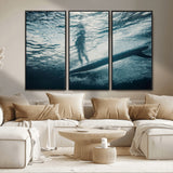 71192524-MGV-FC-48X32-3P_Black-Submerged Surf Wall Art Canvas Print, Framed Underwater Perspective Art Picture Print, Ocean Surf Perfect Coastal Adventure Decor