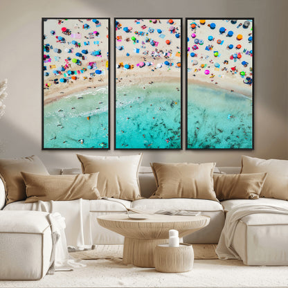 76172085-MGV-CV-36X24-Tropical Shoreline Wall Art Canvas Print, Framed Beach Relaxing Art Picture Print, Aerial Summer Perfect Coastal Vibrant Decor