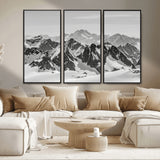 32399691-MGV-CV-36X24-Snowy Mountain Wall Art Canvas Print, Framed Mountain Peaks Art Picture Print, Alpine Mountains Perfect Minimalist Alpine Decor