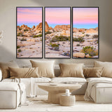 96167137-MGV-CV-36X24-Vibrant Sunset Sky Wall Art Canvas Print, Framed Joshua Tree Art Picture Print, Rugged Terrain Perfect Southwestern Boho Decor