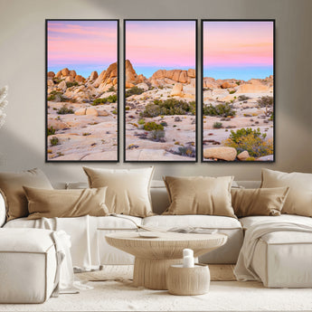 96167137-MGV-CV-36X24-Vibrant Sunset Sky Wall Art Canvas Print, Framed Joshua Tree Art Picture Print, Rugged Terrain Perfect Southwestern Boho Decor