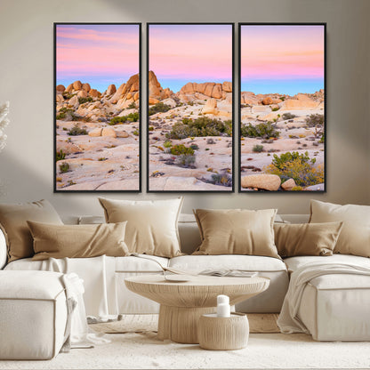 96167137-MGV-CV-36X24-Vibrant Sunset Sky Wall Art Canvas Print, Framed Joshua Tree Art Picture Print, Rugged Terrain Perfect Southwestern Boho Decor