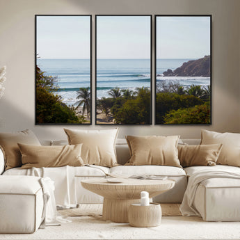 88336640-MGV-CV-36X24-Tropical Beach Scene Wall Art Canvas Print, Framed Coastal Photography Art Picture Print, Ocean Horizon Art Perfect Coastal Boho