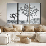 29996209-MGV-CV-36X24-Joshua Tree Art Wall Art Canvas Print, Framed Black White Landscape Art Picture Print, Desert Tree Decor Perfect Southwestern Boho