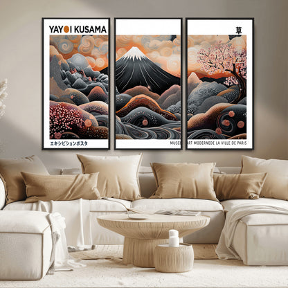 63125329-MGV-CV-36X24-Japanese Mt Fuji Wall Art – Surreal Ukiyo e Style Cherry Blossom Poster, Swirling Cloud Landscape Print, Modern Oriental Asian