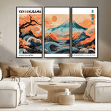 88785870-MGV-CV-36X24-Japanese Great Wave & Mt Fuji Wall Art – Ukiyo e Style Landscape Print with Flowing River, Autumn Mountain Poster, Oriental Asian