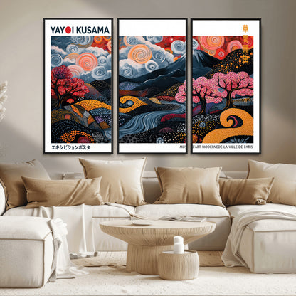 43879290-MGV-FC-48X32-3P_Black-Japanese Abstract Wall Art – Mount Fuji Cherry Blossom Canvas Print, Modern Asian Inspired Landscape Decor for Living Room,