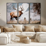 70489411-MGV-CV-36X24-Elk Photography Wall Art Canvas Print, Framed Mountain Wildlife Art Picture Print, Rustic Nature Decor Perfect Rustic Lodge Decor