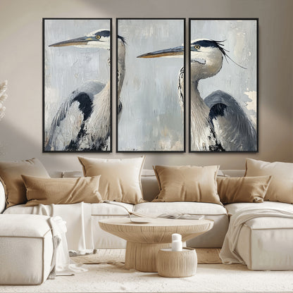 19427826-MGV-CV-36X24-Bird Canvas Decor Wall Art Canvas Print, Framed Coastal Bird Pair Art Picture Print, Minimalist Wildlife Wall Perfect Coastal