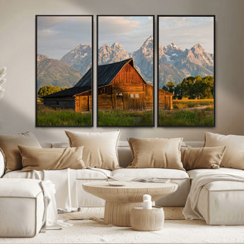 31771014-MGV-FC-48X32-3P_Black-Rustic Barn Wall Art Canvas Print, Framed Western Landscape Art Picture Print, Farmhouse Style Perfect Rustic Farmhouse Decor