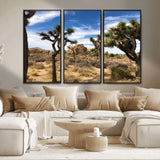 25722592-MGV-CV-36X24-Joshua Tree Desert Wall Art Canvas Print, Framed Southwestern Nature Art Picture Print, Rustic Earth Tones Perfect Southwestern