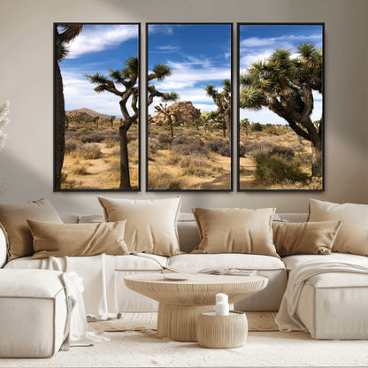 25722592-MGV-CV-36X24-Joshua Tree Desert Wall Art Canvas Print, Framed Southwestern Nature Art Picture Print, Rustic Earth Tones Perfect Southwestern